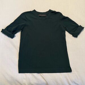 Sally LaPointe Short Cuff Sleeve Knit Tee Blouse Top Green Small Medium